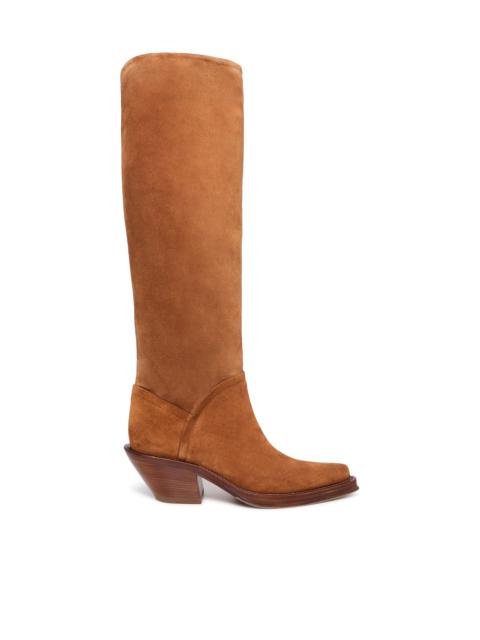 Camero Knee-High Cowboy Boot in Cognac Suede
