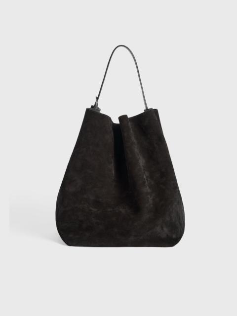 Belted suede tote espresso