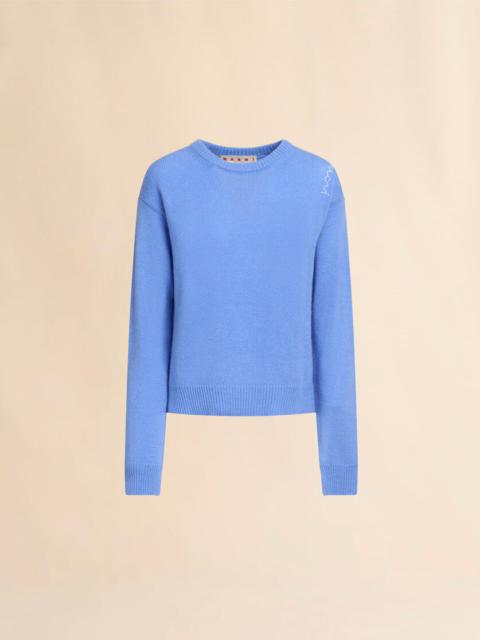 INDIGO BOXY CASHMERE JUMPER WITH MARNI SYMBOL