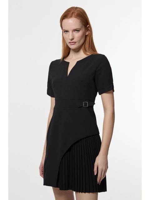 Tailored Military Pleat Short Sleeve Mini Dress