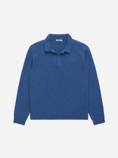 Long Sleeve Knit Polo - Lapis Boucle