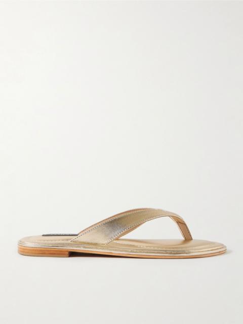 Morgan metallic leather flip flops Gold