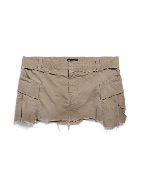 Women's Cargo Mini Skirt in Dark Beige