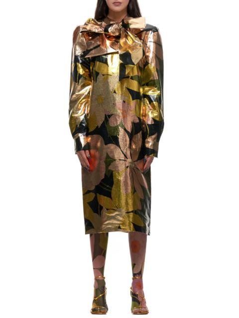 Silk Ribbon Collar Sheath Dress