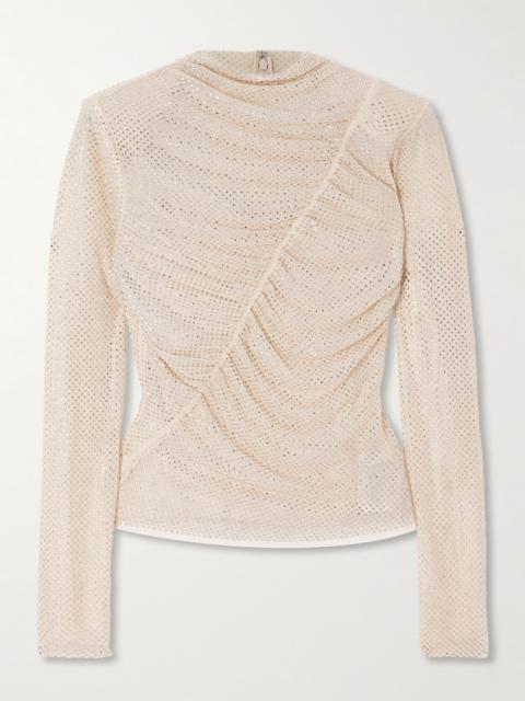 Ruched Crystal-embellished Jersey Blouse