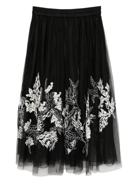 floral-embroidered skirt