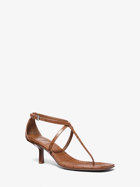 Anna Crocodile Embossed Leather Sandal