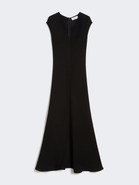 Long dress with V-neck in canneté - black