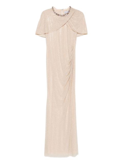 embellished draped maxi dress