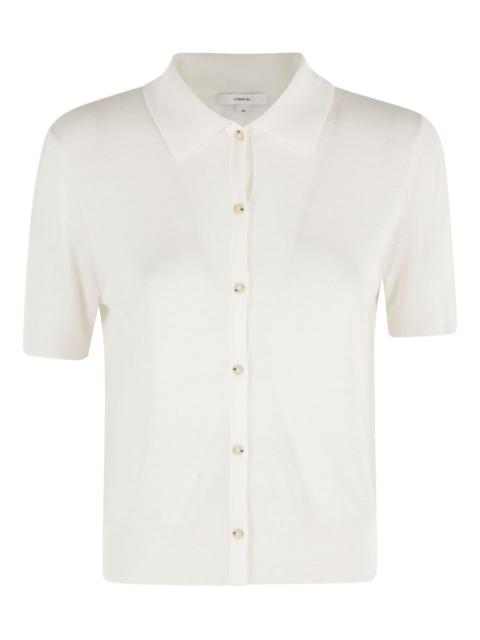 short-sleeve button-down cardigan