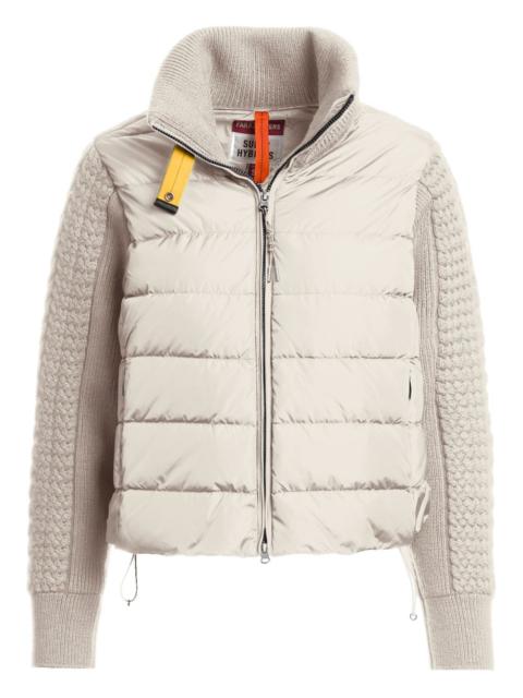 quilted knitted-sleeve jacket