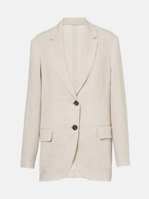 Linen-blend blazer