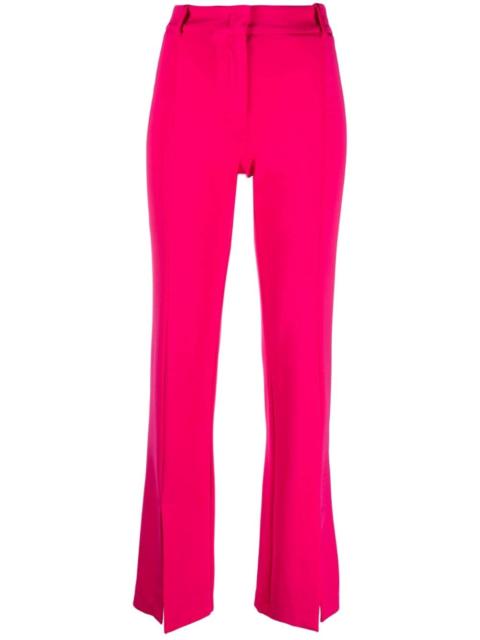 front-split slim-fit trousers