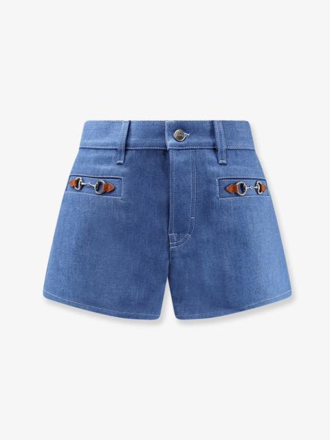 Cotton Shorts With Frontal Iconic Horsebits