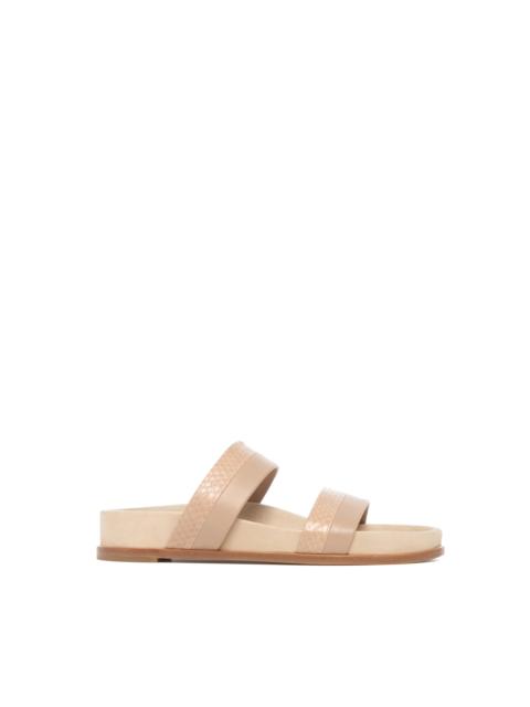 Low Striker Flat Sandal in Nude Snakeskin & Nappa Leather