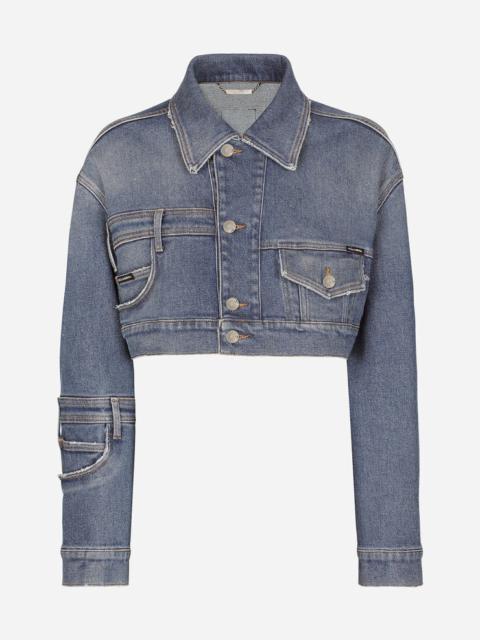 Short patchwork denim jacket