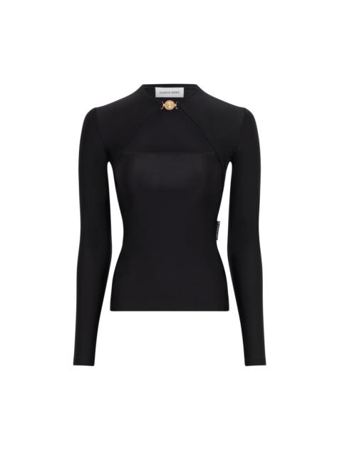 Draped Jersey Open Neck Top