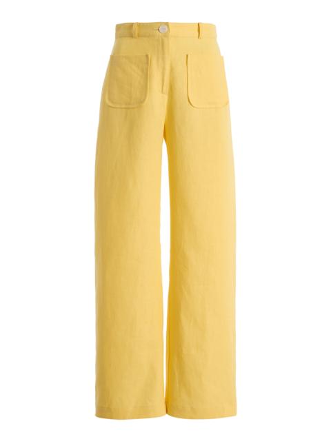 Button Linen Pocket Pants yellow