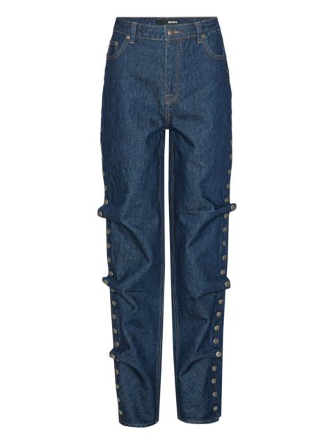 buttoned wide leg jeans