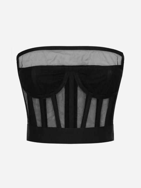 Tulle bustier top with boning