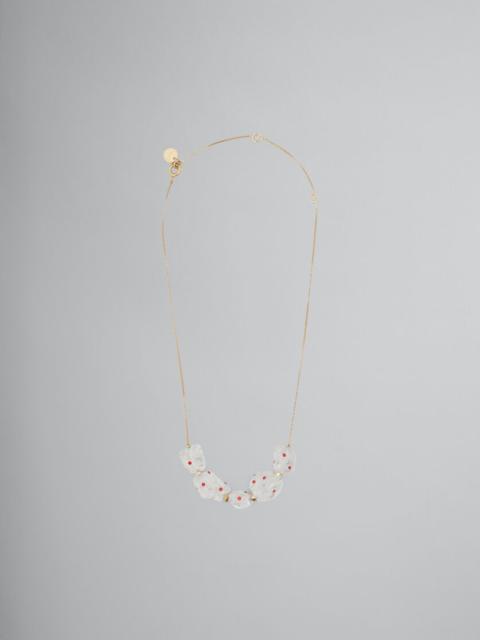 WHITE QUARTZ MULTI-STONE NECKLACE WITH RHINESTONE POLKA DOTS