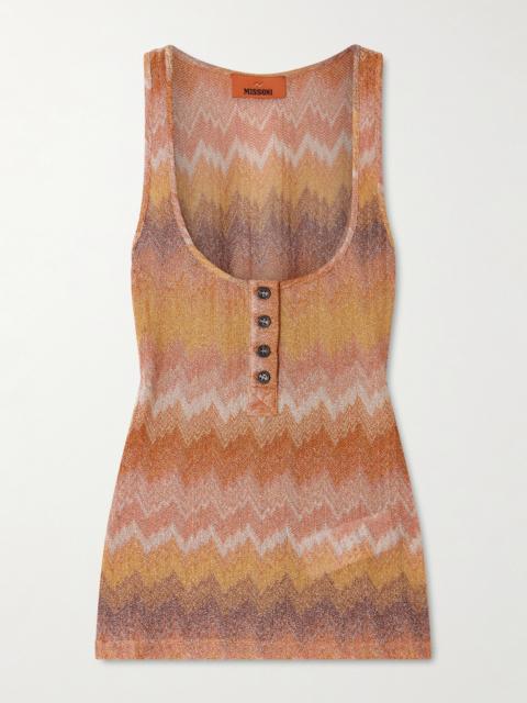 Striped Metallic Crochet-knit Tank