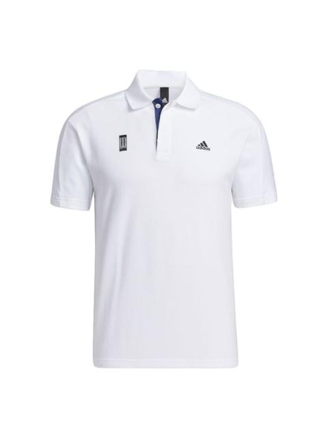 adidas Series Logo Printing Solid Color Short Sleeve Polo Shirt White GP0827