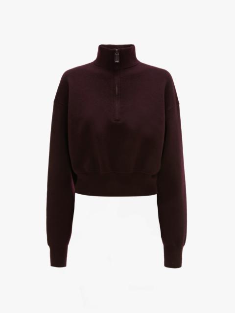 Merino Half-Zip Jumper In Merlot