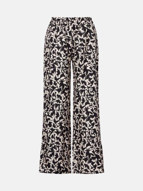 Loreto printed silk twill wide-leg pants