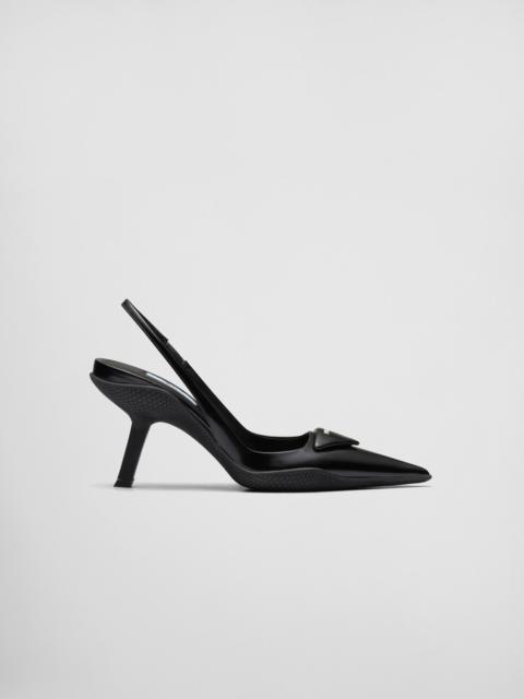 Brushed leather slingback pumps