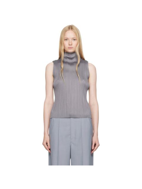 Gray Ramie Pleats Top