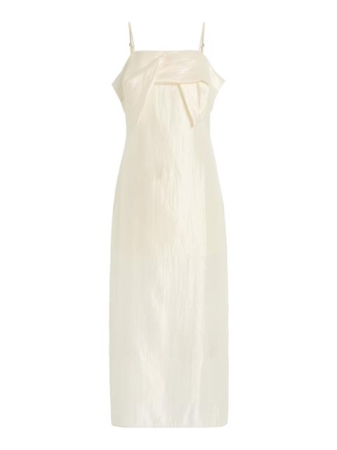 Porcha Draped Taffeta Midi Dress ivory