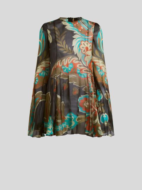 PLEATED SILK MINI DRESS