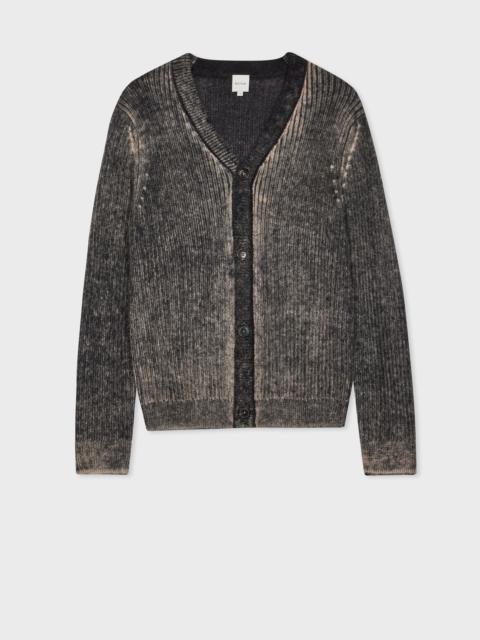 Charcoal Acid-Wash Wool-Mohair Cardigan