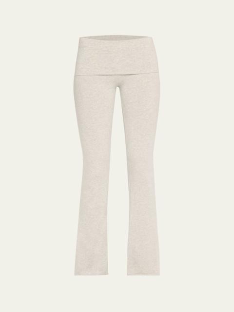 Cotton Jersey Foldover Flare-Leg Pants