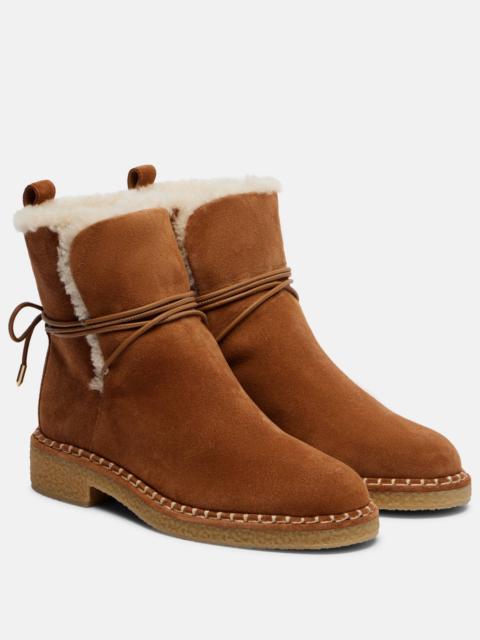Megeve shearling-trimmed suede ankle boots