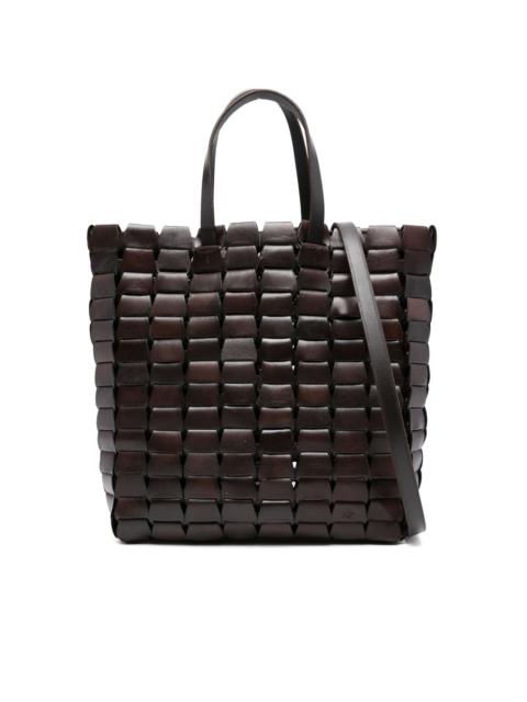 leather woven tote bag