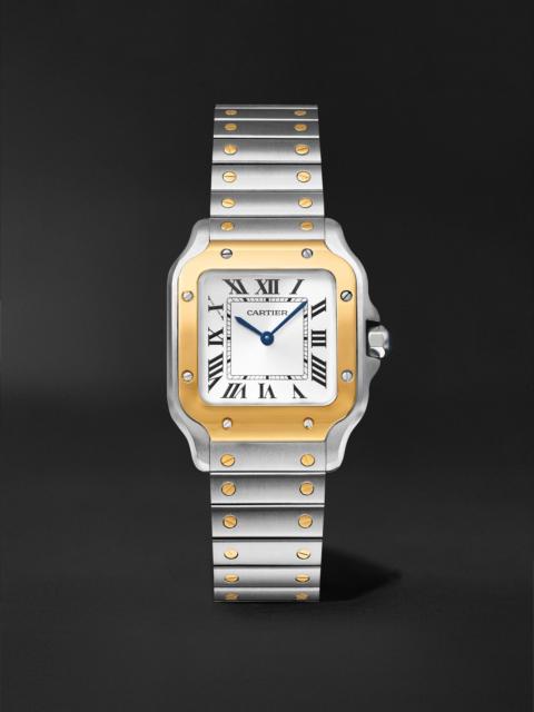 Santos de Cartier Small 34.5mm Interchangeable Stainless Steel, 18-Karat Gold and Leather Watch, Ref