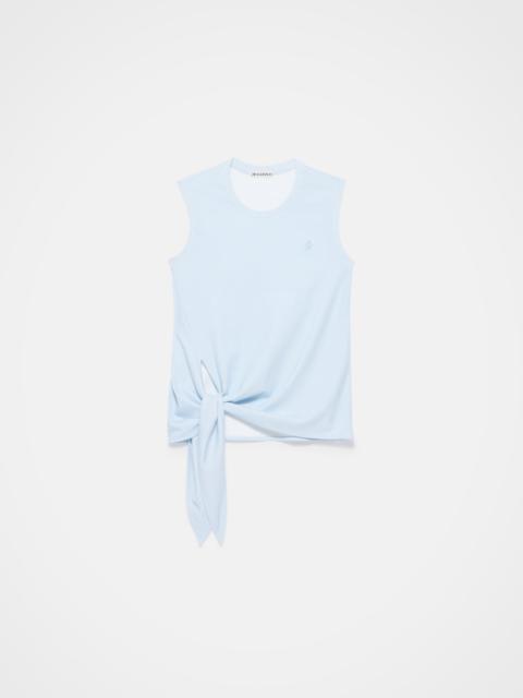 HEM KNOT TANK TOP IN WHITE & BLUE