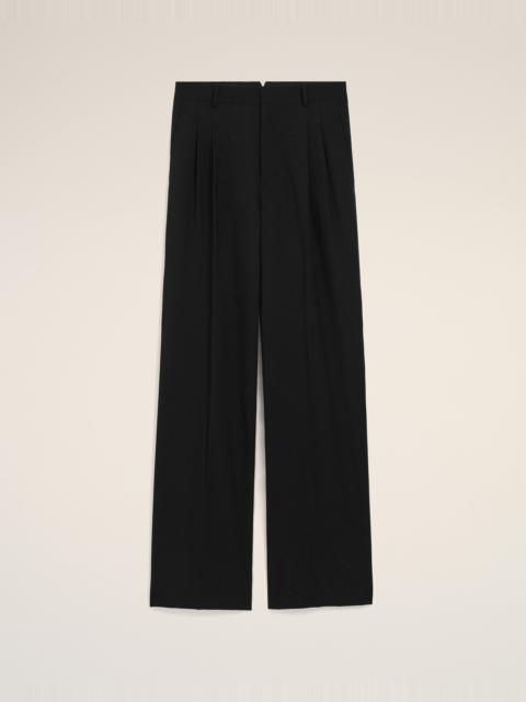 BLACK NEW WOOL LOW WAIST WIDE TROUSERS