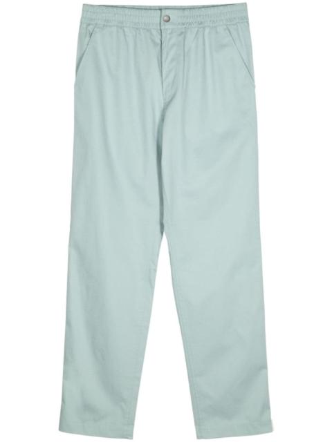 elasticated-waistband straight-leg cotton trousers