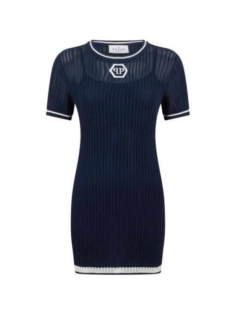 logo-hexagon mini dress