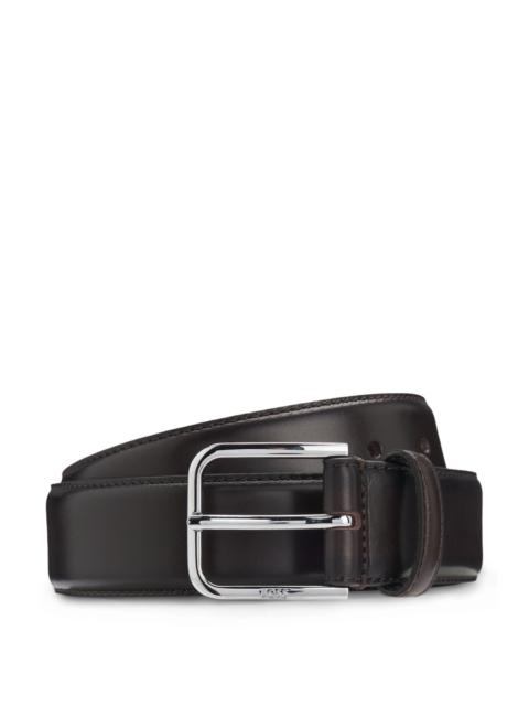 SMOOTH LEATHER BELT WITH SILVER-TONE BUCKLE