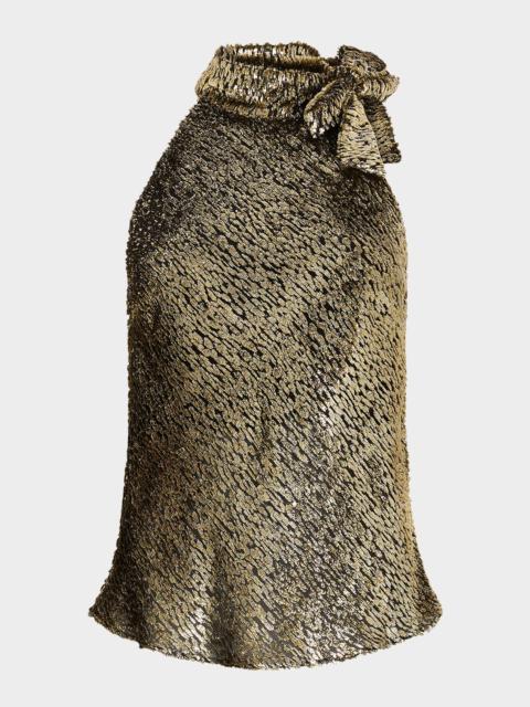 Textured Metallic Jacquard Halter Top