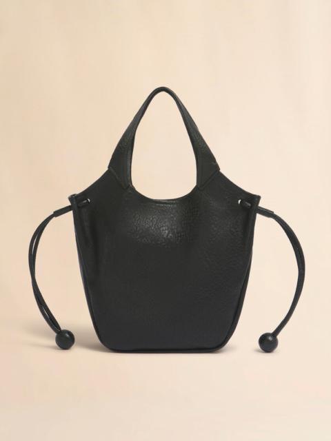 BLACK LEATHER TRUNKAROO SOFT SMALL TOTE BAG