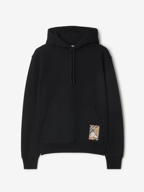 Check Label Cotton Hoodie