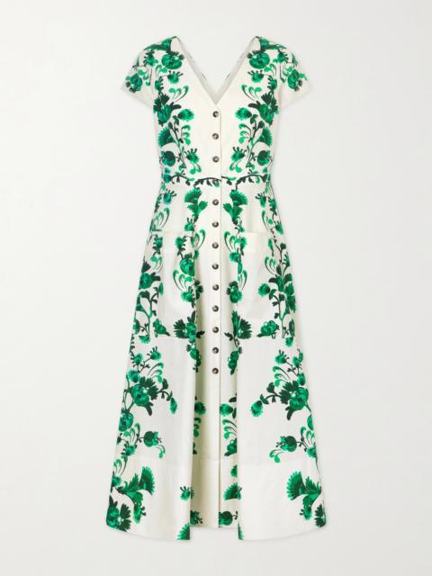 Zoey-e Printed Cotton-poplin Midi Dress