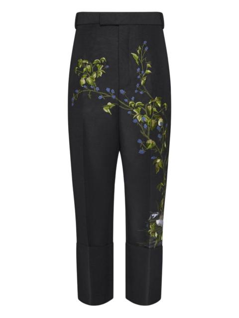 floral-embroidery trousers