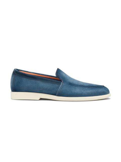 Men's denim blue suede loafer