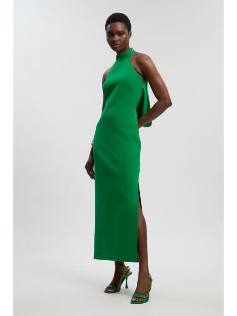 Petite Soft Tailored Halter Neck Open Back Maxi Dress